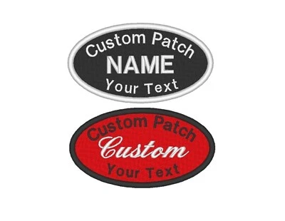 Custom Embroidered Name Tag Sew on Patch Motorcycle Biker Oval Badge 4" x 2.25" - Image 1 of 4