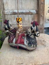 Ancient Old Cloth Wooden Hand Made 2 Side Horse Man Figure Doll Puppets