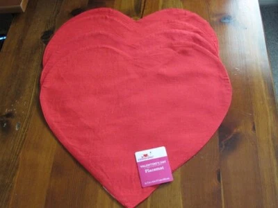 Celebrate Valentine's Day Heart Shape Linen Blend Placemats Set of 4 - 16" wide - Image 1 of 4
