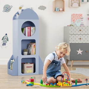 Kids Bookshelf 3-Tier Wooden Kids Bookcase with Toy Storage for Bedroom Playroom - Picture 1 of 9
