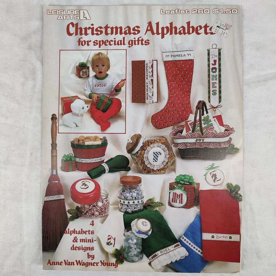 1983 Vtg Christmas Alphabets Gifts Needlepoint Cross Stitch Leisure Arts #260 - Image 1 of 4