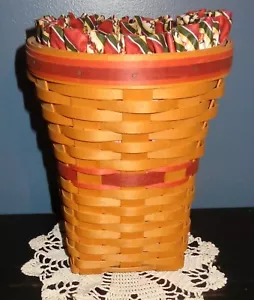 Rarität 1995 Longaberger großer Snapdragon Korb mit Kunststoffschutz & Stoffeinlage - Bild 1 von 9