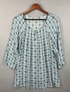 Blusa túnica pulóver geométrica Lucky Brand para mujer manga 3/4 - Imagen 1 de 12