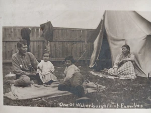 1910 Waterbury NE Neb, Native American Indian Family Posing at Tent RPPC Photo - Picture 1 of 4