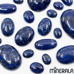 [WHOLESALE] NATURAL BLUE PRESSED LAPIS LAZULI GEMSTONE OVAL CABOCHON WP0008D - Picture 1 of 12