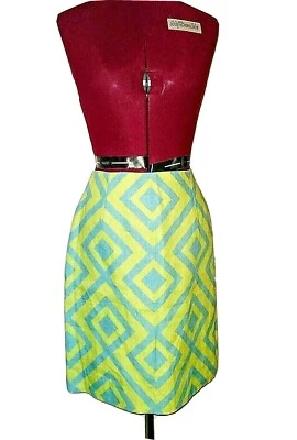 Saia reta feminina Steven Stolman tamanho 4 linho forrada fenda traseira zíper - Imagem 1 de 4