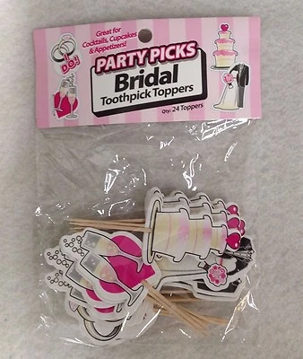Toppers de palillo de dientes para novios 24 piezas decoración de cupcakes ducha nupcial boda fiesta Foto 1 de 4