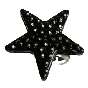 großer STERN Strass Schmuck Ring Glitzer schwarz verstellbar NEU + TOP - Bild 1 von 3