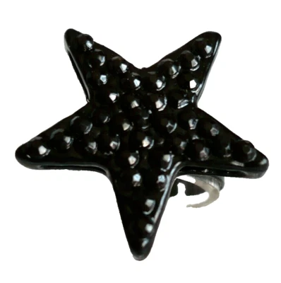 großer STERN Strass Schmuck Ring Glitzer schwarz verstellbar NEU + TOP - Bild 1 von 2