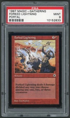 1997 MTG Magic the Gathering Portal Forked Lightning PSA 9 Gaming Card TCG - Image 1 of 2