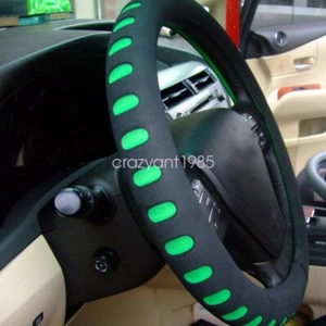 Black Green 38CM 15" Eva Foam Sport Type Soft Auto Car Steering Wheel Cover Rim - Bild 1 von 4