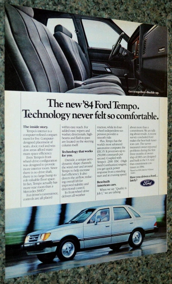 1984 FORD TEMPO ORIGINAL ADVERTISEMENT AD PRINT-84★★ - Image 1 of 1