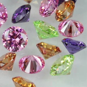 CUBIC ZIRCONIA LOOSE GEMS ROUND BRILLIANT CUT 1.5-3mm 8 COLOURS VARIOUS PACKS - Picture 1 of 41