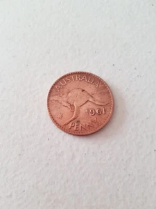 Coin - 1961 Australian Penny Genuine Circulated Queen Elizabeth II KG Polished - Picture 1 of 4