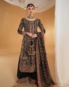 BOLLYWOOD NEW PLAZZO SUIT ETHNIC INDIAN KAMEEZ SALWAR PAKISTANI DESIGNER WEDDING - Picture 1 of 7