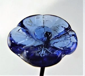 ATEMBERAUBENDE KOBALT GLAS GÄNSEBLÜMCHEN HUTNADEL HP-161 - Bild 1 von 3