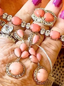 NH Michael Valitutti Pink Coral Sterling Earrings,ring5.75,-bracelet is not NH - Picture 1 of 7
