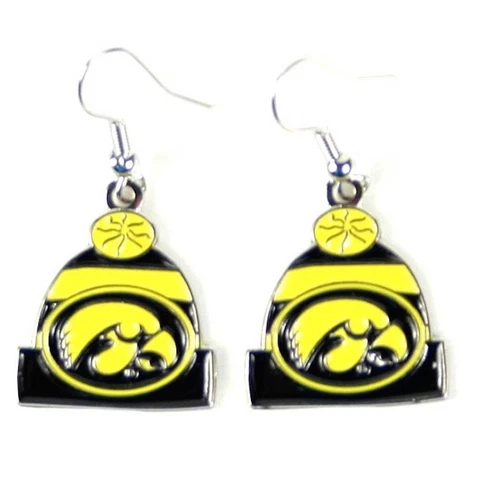 Iowa Hawkeyes Knit Hat Earrings Cover
