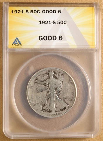1921 S Walking Liberty Half Dollar ANACS G6 Cover