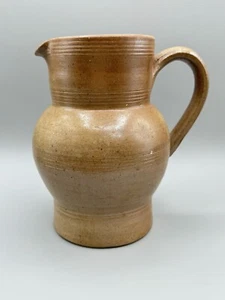GRES DU BERRY Fait Main FRANCE Brown Pitcher Salt Glazed Stoneware 7in” Tall - Picture 1 of 8