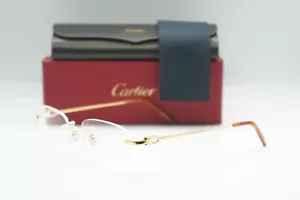 NEW CARTIER CT0050O 001 GOLD TRANSPARENT AUTHENTIC EYEGLASSES FRAMES 53-20 - Picture 1 of 5