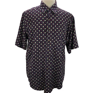 Lawton Harbor L Multicolor Geometric Button-Up Short Sleeve Casual Men's Shirt - Picture 1 of 7