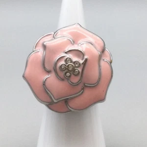 BWC Floral Hidden Dial Ring Watch Women 29mm Silver Tone Pink MOP New Battery - Picture 1 of 16