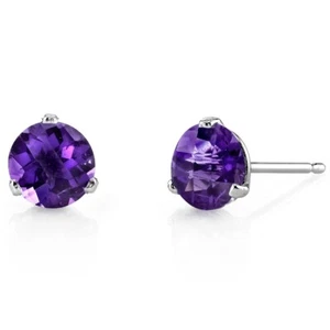 1.54 ct Round Purple Amethyst Stud Earrings in 14K White Gold - Picture 1 of 4