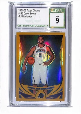 2004-05 Topps cromo #135 Carlos Boozer refractor de oro CSG 9 como nuevo 6/99 Foto 1 de 2