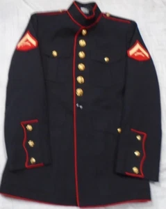 USMC US Marine Corps Dress Blues Jacket E-3 LCPL Enlisted Size 39R DSCP Altered - Picture 1 of 1