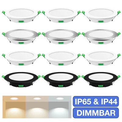 LED Einbaustrahler 230V Dimmbar 3000K-6500K Flach Panel Ultra Slim Bad Spot IP65 - Bild 1 von 4