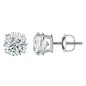 2 Ct Round Cut Certified Lab Grown VS1/F Diamond Stud Earrings 14k White Gold - Picture 1 of 14