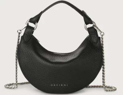 Woman shoulder bag crescent orciani dumpling small black soft leather for women - Image 1 of 4