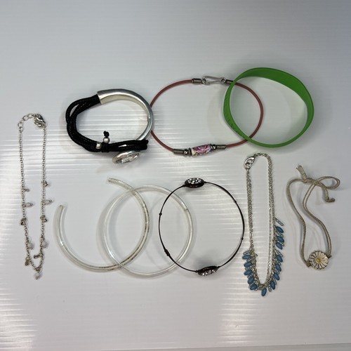 VALENTINO Lotto Catene Tono Argento Braccialetti Cristallo Perline Boho Hippie Retrò Bracciali