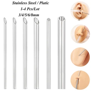 1-4Pcs Plastic/Stainless Steel Piercing Receiver Tube for Body Piercing Jewelry - Picture 1 of 33