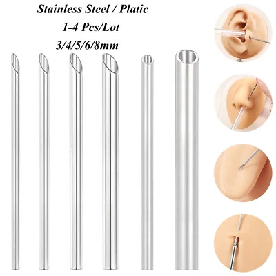 1-4Pcs Plastic/Stainless Steel Piercing Receiver Tube for Body Piercing Jewelry - Image 1 of 4