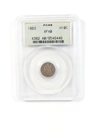 1863 Liberty Seated Half Dime H10C PCGS XF40 Vintage OGH Holder Cover