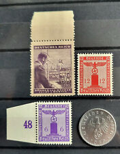 ww2 Germany Third Reich original coin 50pf 1940 A and 3 stamps MNH swastika A131