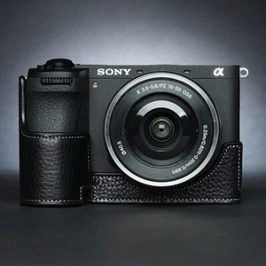 Custodia mezza fotocamera in vera pelle fatta a mano per Sony A6700 - Foto 1 di 17