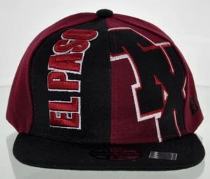 NEW! FLAT BILL SNAPBACK BALL US EL PASO TEXAS CAP HAT BLACK BURGUNDY - Picture 1 of 4