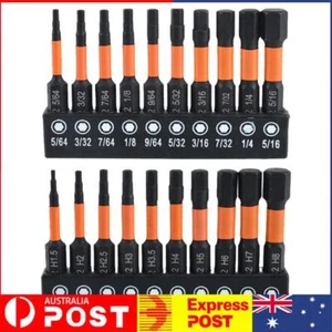 20 PCS Allen Wrench Drill Bit Set 2 In 1/4 Shank Metric SAE Hex Bit Set S2 Steel - Picture 1 of 12