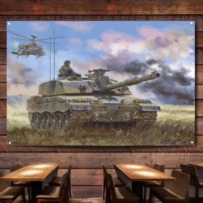 British Challenger II MBT Tank Posters & Prints Banner Wall Art Hanging Flag - Image 1 of 4
