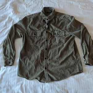 Camisa a presión de metal manga larga de pana verde oliva XL para hombre ASOS DESIGN - Imagen 1 de 5