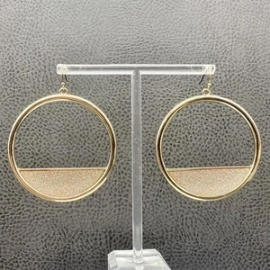 Pendientes colgantes circulares geométricos tono dorado para mujer grandes modernos joyas llamativas - Imagen 1 de 6