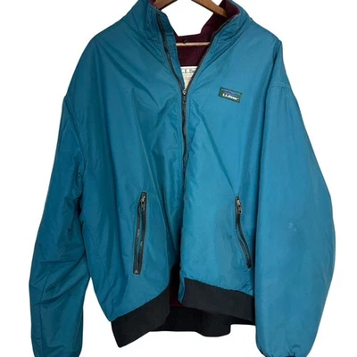 Men's / Unisex Vintage LL Bean Jacket Blue w/ Burgundy Lined Interior - Image 1 of 4