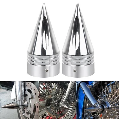 Chrome Spike Front Axle Cap Nut Covers For Harley Electra Glide Road King FLHR - Imagem 1 de 4