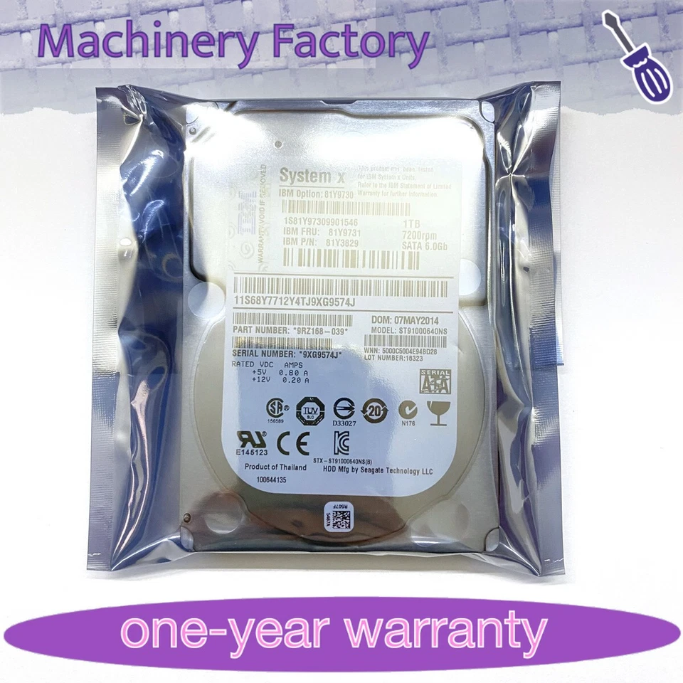 Lenovo 81Y9730 81Y9731 81Y3829 1TB SATA 7.2K 2.5'' M3 M4 Hard Drive HDD - Image 1 of 1