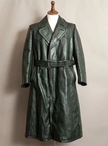 Gabardina de cuero de caballo de oficial de la Wehrmacht alemana de la década de 1940 Segunda Guerra Mundial - Imagen 1 de 22