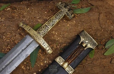 Castle Keep Espada Vikinga con Vaina Espada Medieval Damasco Espada de Acero Foto 1 de 3