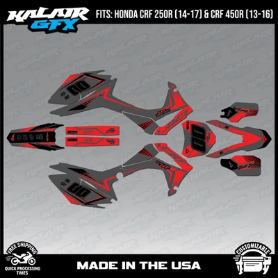 Графический комплект для HONDA CRF250R (2014-17) и CRF450R (2013-16) блок - красный - Изображение 1 из 4